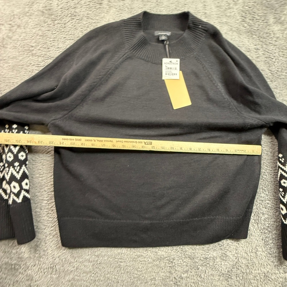 Halogen Knit Sweater Womens L Black NWT Wool Blend Flare Sleeve Pullover - Picture 5 of 6